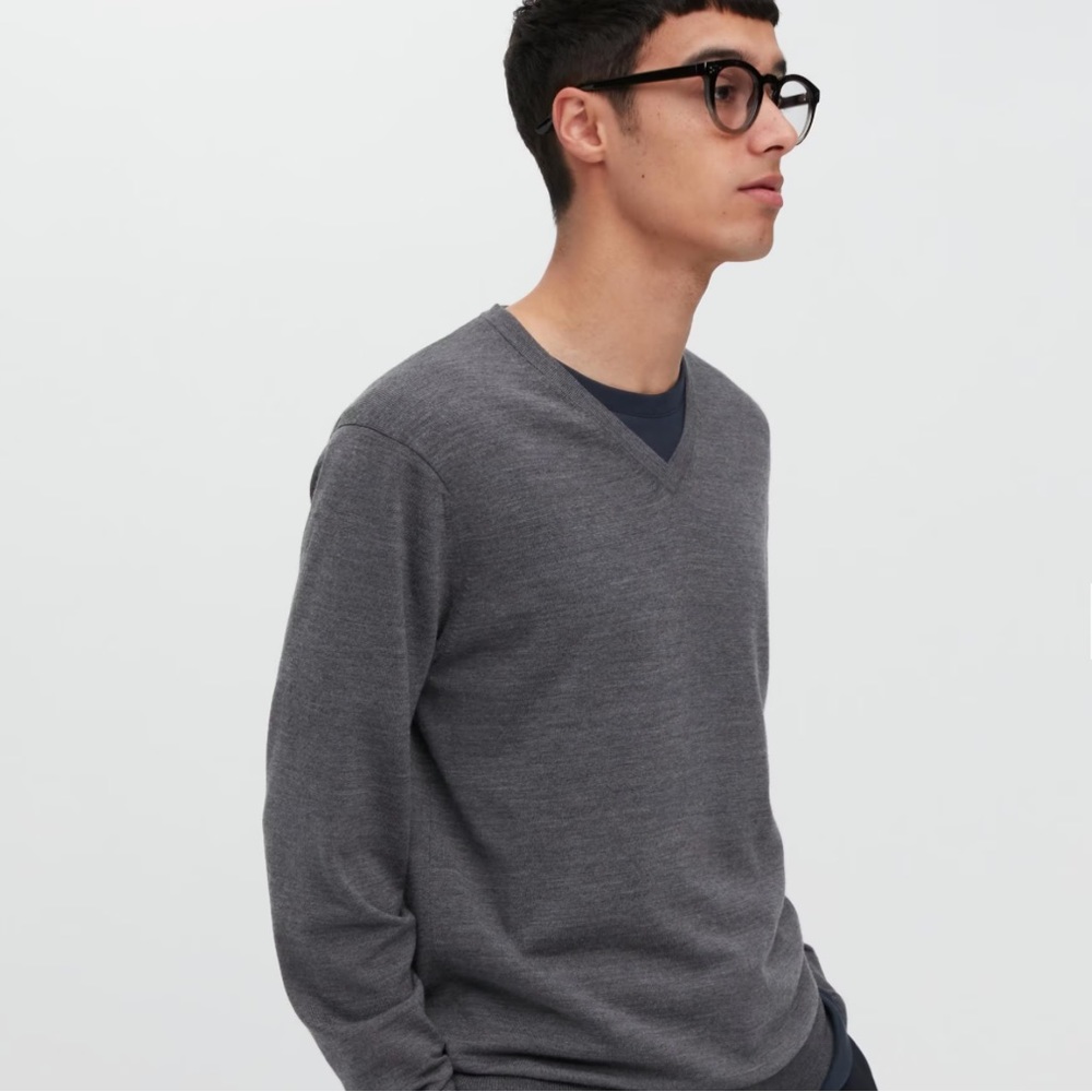 SOLD NWT Unisex Uniqlo Merino Grey Sweater